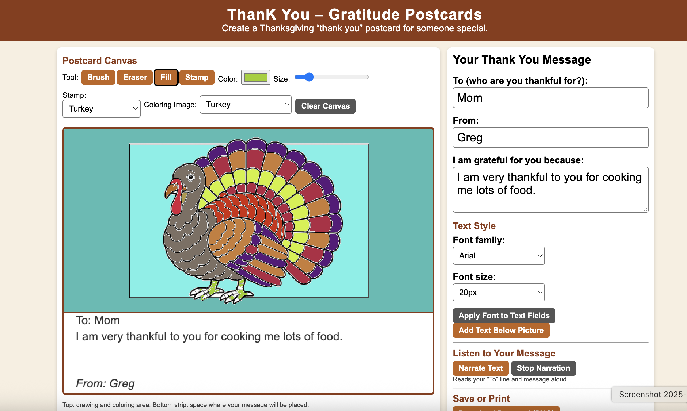 Make Your Own Digital Thanksgiving Postcards